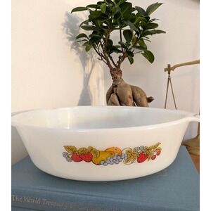 Vintage Fire King Anchor Hocking Oval Casserole Dish, Milk Glass Baking Dish